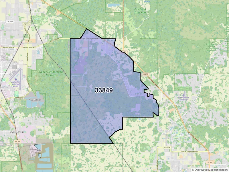 Map of ZIP Code 33849 — Kathleen, FL