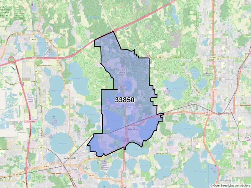 Map of ZIP Code 33850 — Lake Alfred, FL