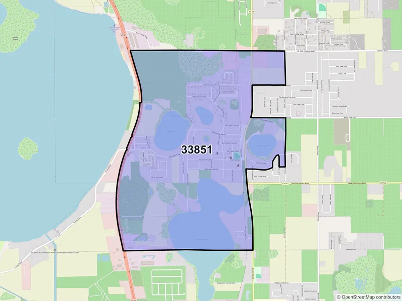 Map of Lake Hamilton, Florida and ZIP codes