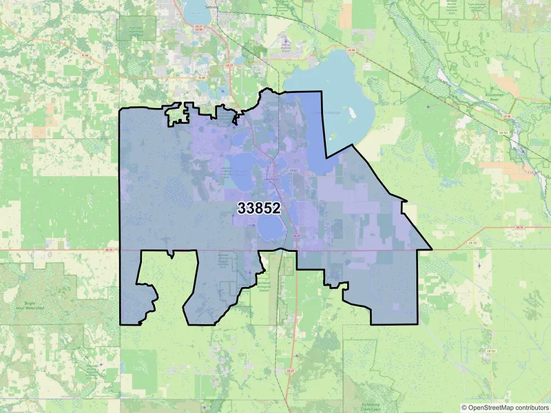 Map of ZIP Code 33852 — Lake Placid, FL
