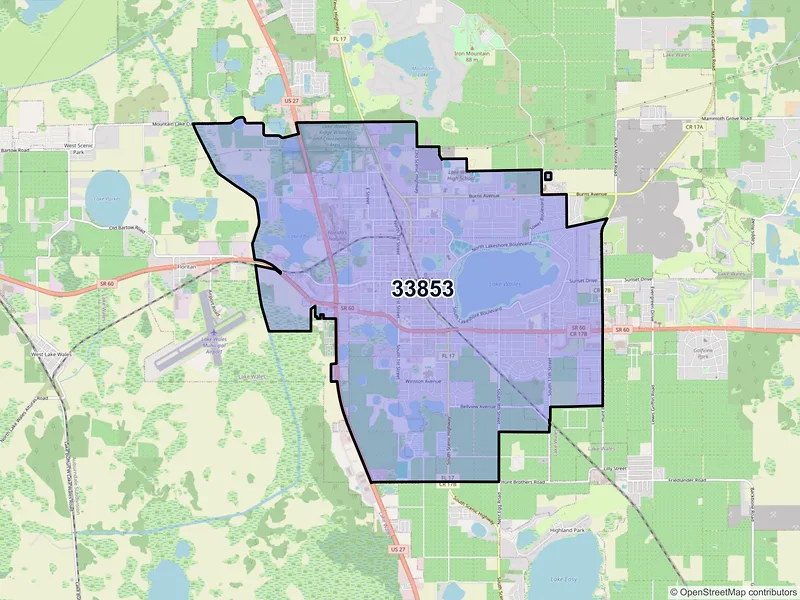 Map of ZIP Code 33853 — Lake Wales, FL