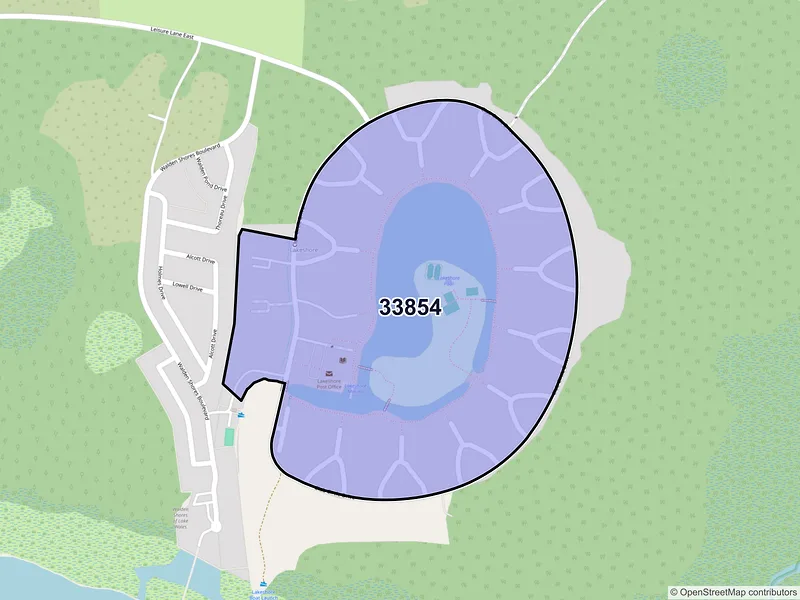Map of Lakeshore, Florida and ZIP codes