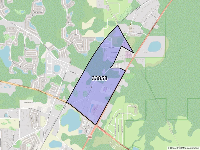 Map of Loughman, Florida and ZIP codes
