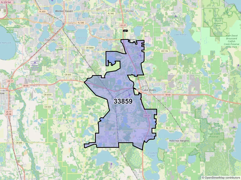Map of ZIP Code 33859 — Lake Wales, FL