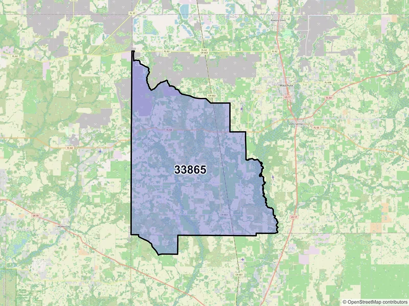 Map of ZIP Code 33865 — Ona, FL