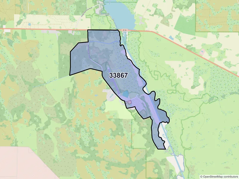 Map of ZIP Code 33867 — River Ranch, FL