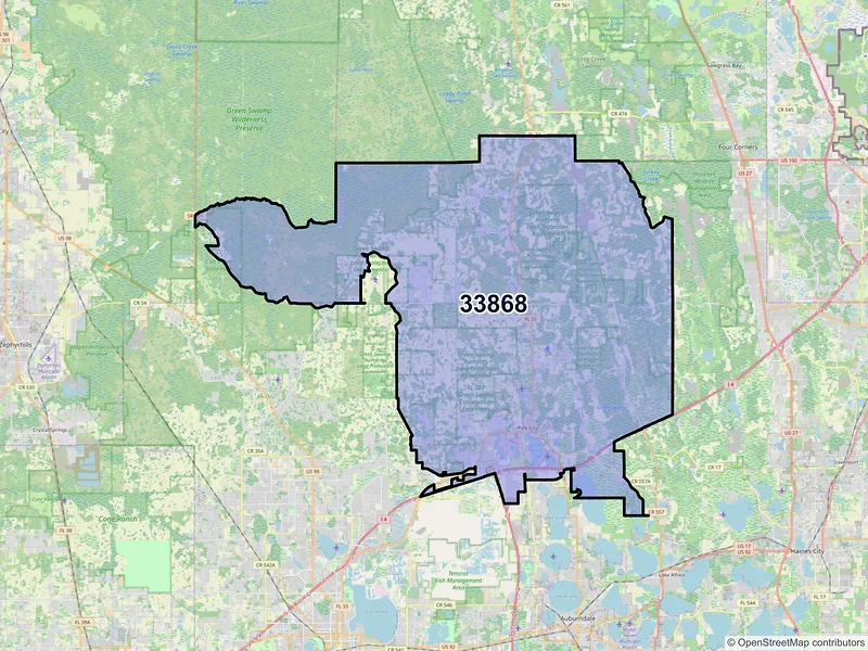Map of ZIP Code 33868 — Polk City, FL