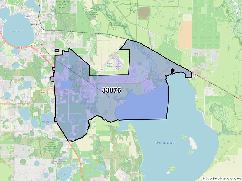 Map of ZIP Code 33876 — Sebring, FL