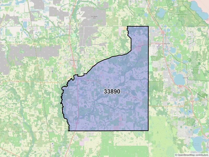 Map of Zolfo Springs, Florida and ZIP codes