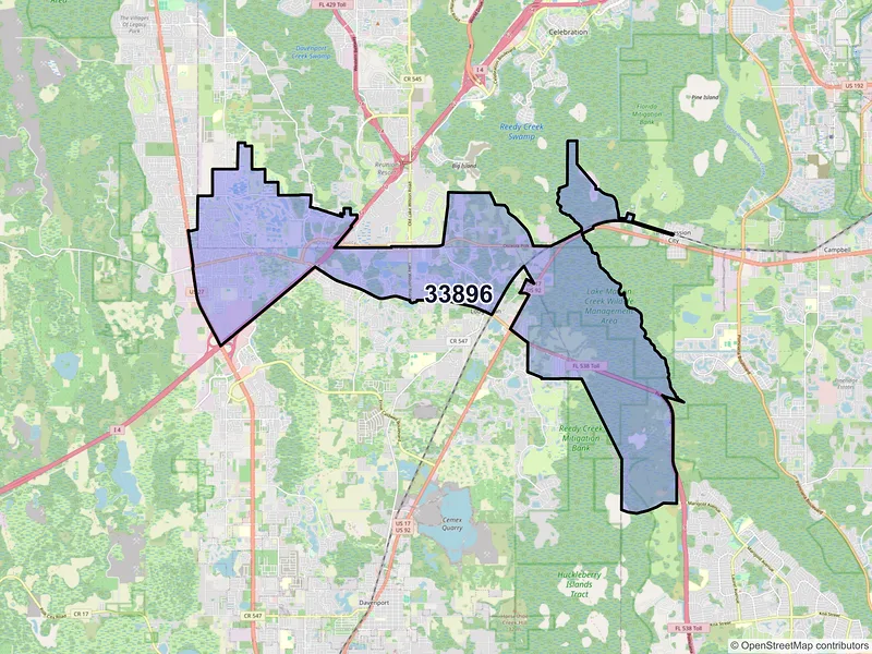 Map of ZIP Code 33896 — Davenport, FL
