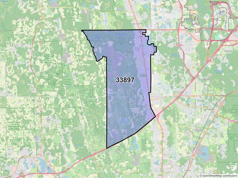 Map of ZIP Code 33897 — Davenport, FL
