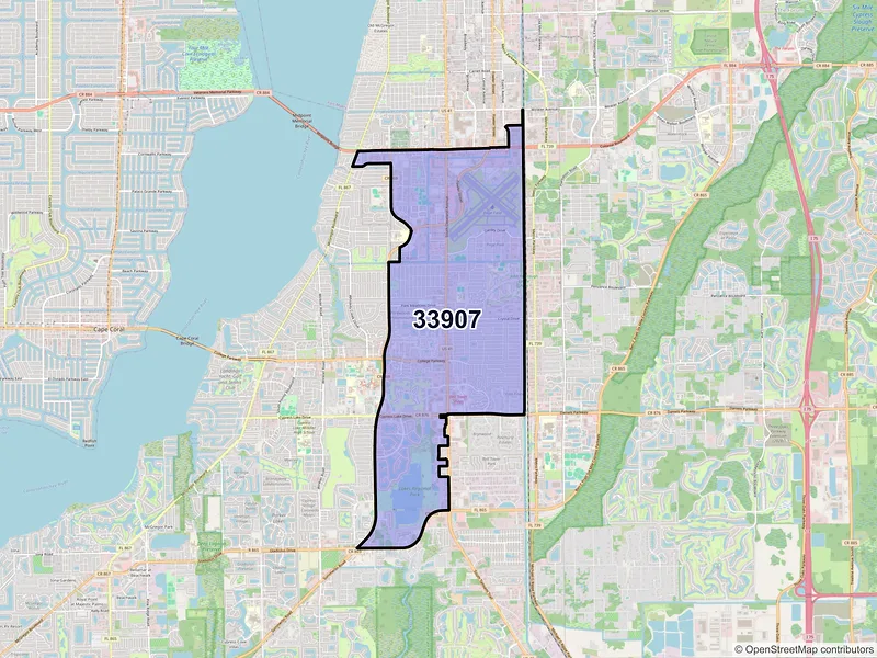 Map of ZIP Code 33907 — Fort Myers, FL