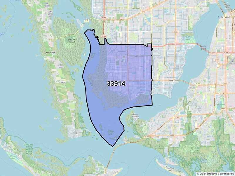 Map of ZIP Code 33914 — Cape Coral, FL