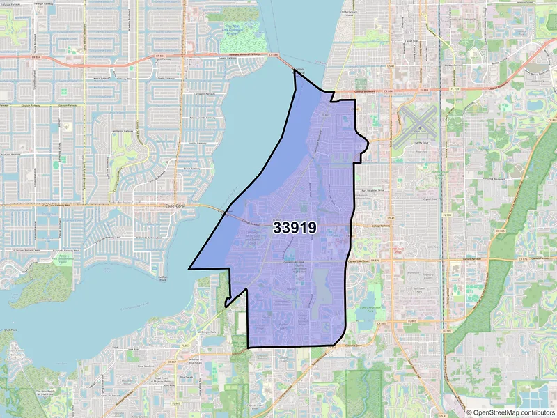 Map of ZIP Code 33919 — Fort Myers, FL