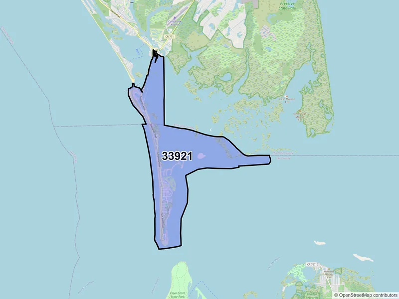 Map of Boca Grande, Florida and ZIP codes