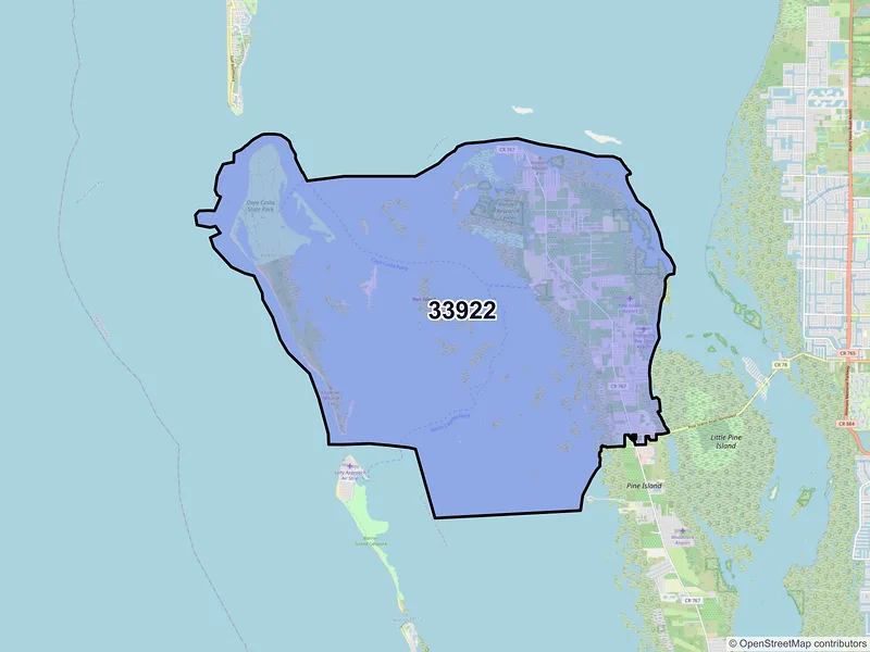 Map of ZIP Code 33922 — Bokeelia, FL