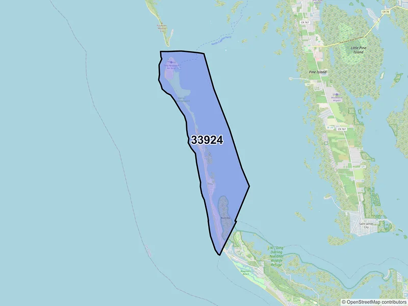 Map of Captiva, Florida and ZIP codes