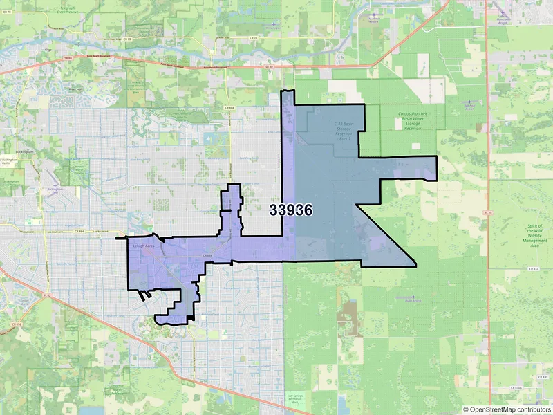 Map of ZIP Code 33936 — Lehigh Acres, FL