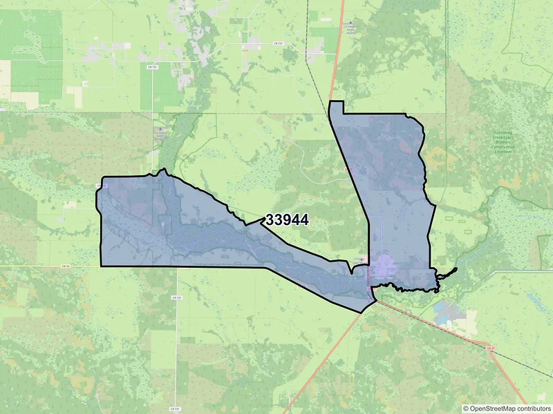 Map of Palmdale, Florida and ZIP codes