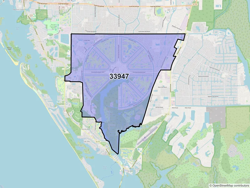Map of ZIP Code 33947 — Rotonda West, FL