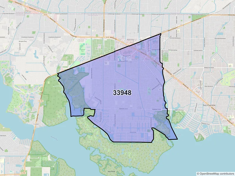 Map of ZIP Code 33948 — Port Charlotte, FL