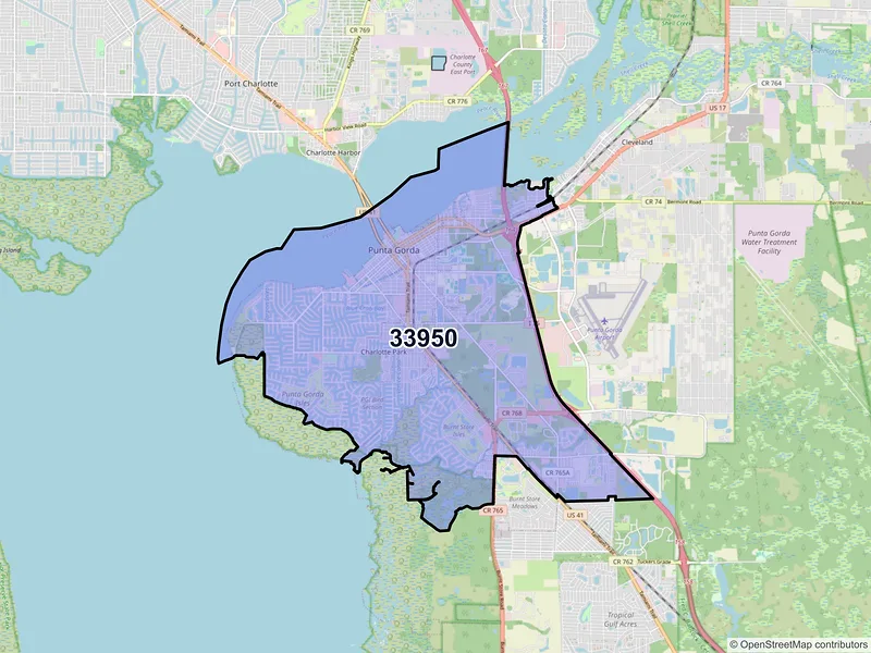 Map of ZIP Code 33950 — Punta Gorda, FL