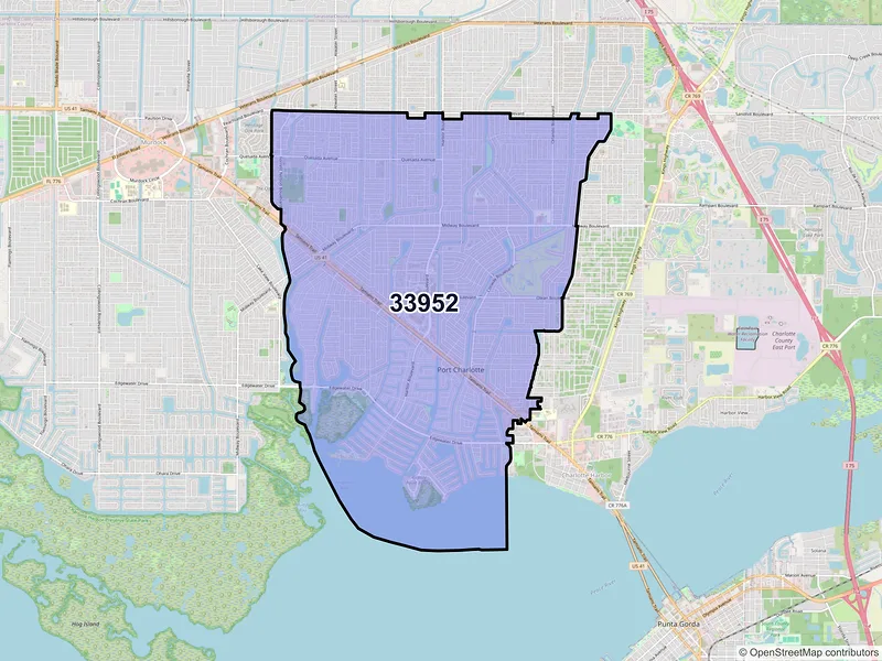 Map of ZIP Code 33952 — Port Charlotte, FL