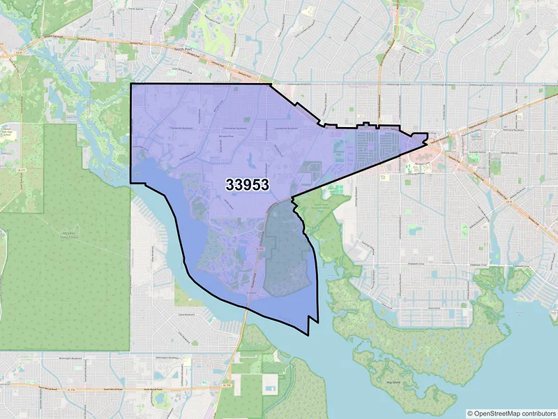 Map of ZIP Code 33953 — Port Charlotte, FL