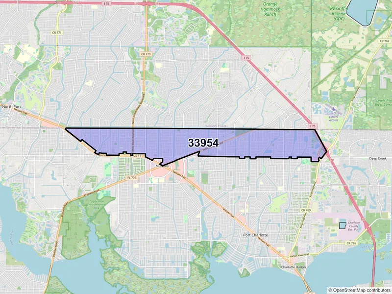 Map of ZIP Code 33954 — Port Charlotte, FL