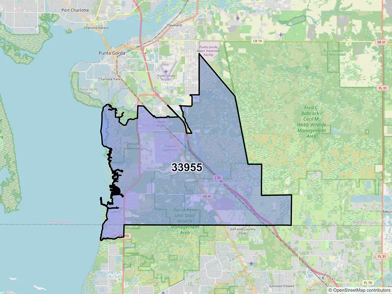 Map of ZIP Code 33955 — Punta Gorda, FL