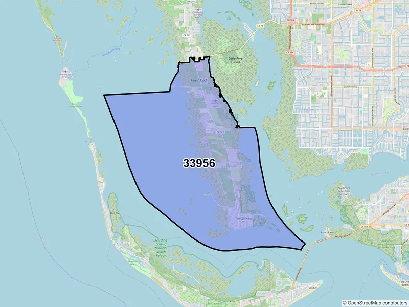 Map of ZIP Code 33956 — Saint James City, FL