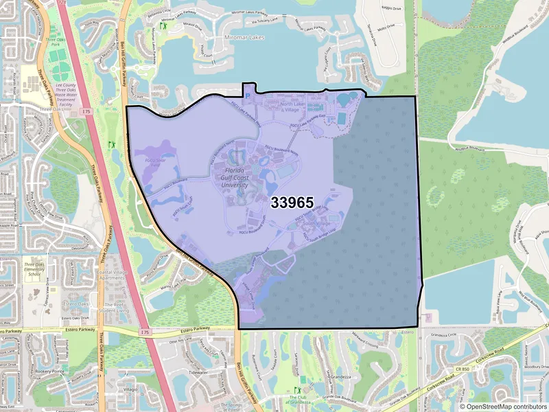 Map of ZIP Code 33965 — Fort Myers, FL