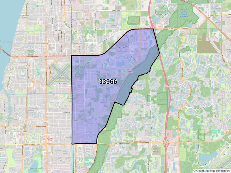 Map of ZIP Code 33966 — Fort Myers, FL