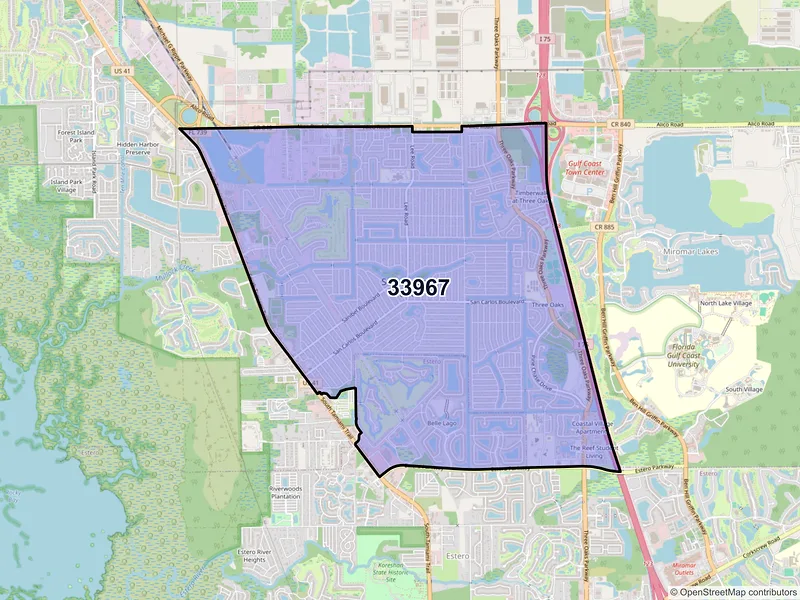 Map of ZIP Code 33967 — Fort Myers, FL