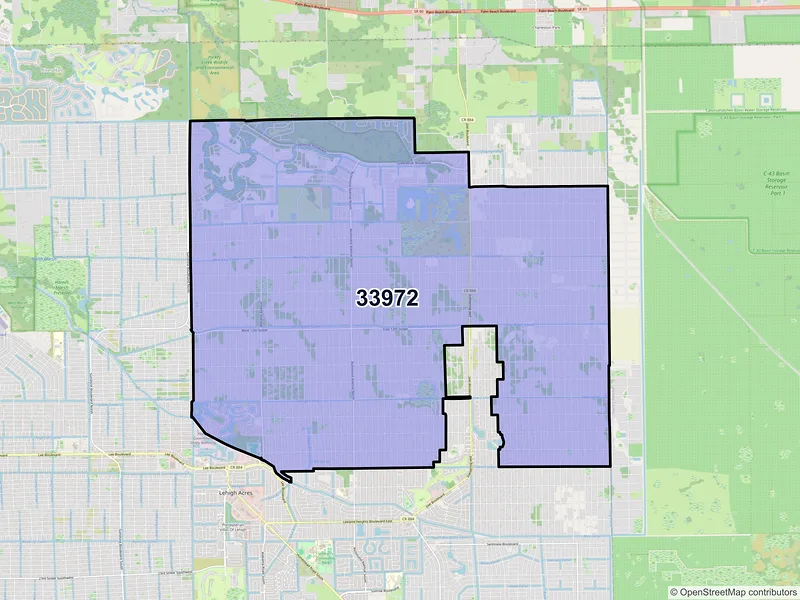 Map of ZIP Code 33972 — Lehigh Acres, FL