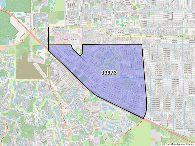 Map of ZIP Code 33973 — Lehigh Acres, FL