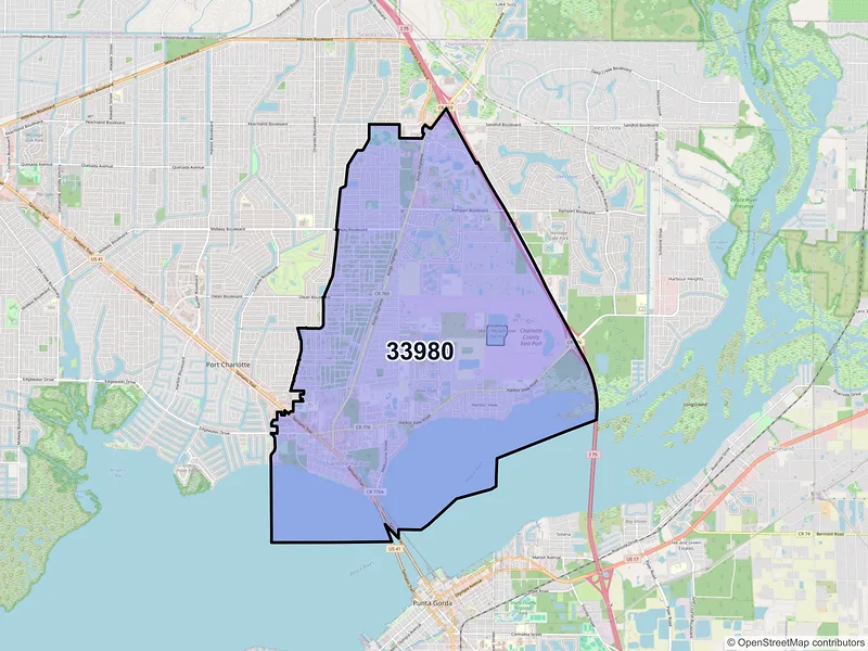 Map of ZIP Code 33980 — Punta Gorda, FL
