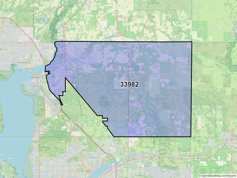 Map of ZIP Code 33982 — Punta Gorda, FL