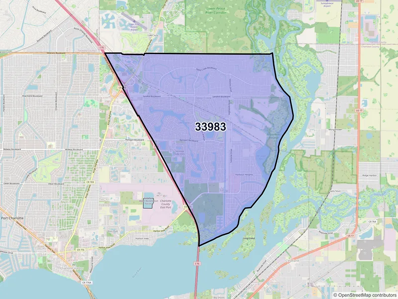Map of ZIP Code 33983 — Punta Gorda, FL