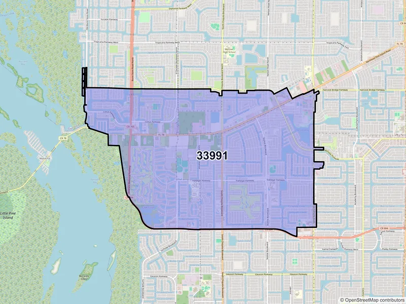 Map of ZIP Code 33991 — Cape Coral, FL