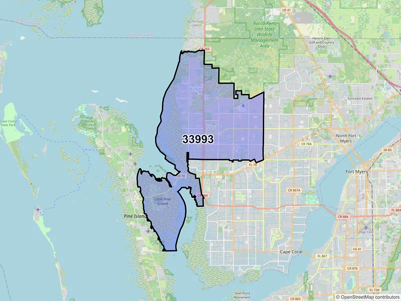 Map of ZIP Code 33993 — Cape Coral, FL