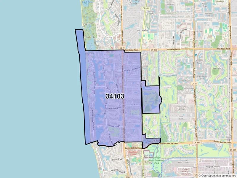 Map of ZIP Code 34103 — Naples, FL