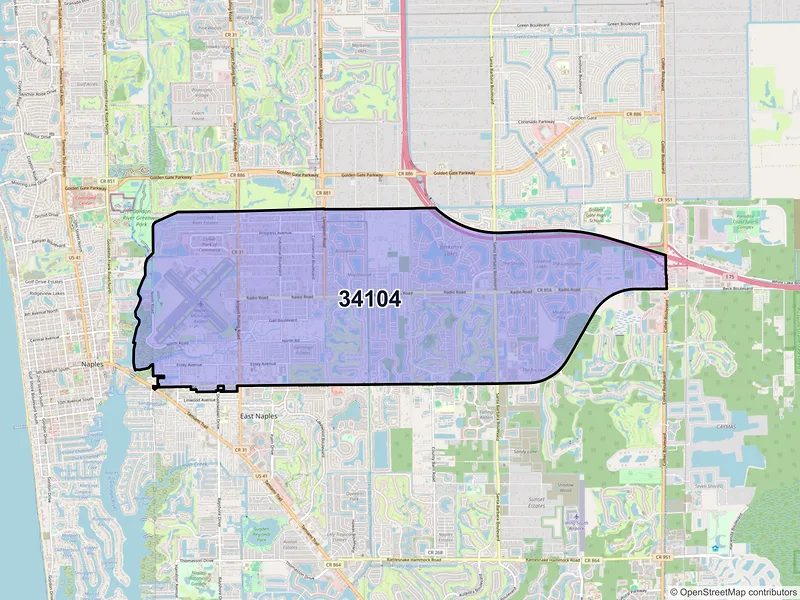 Map of ZIP Code 34104 — Naples, FL