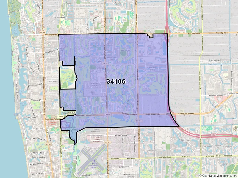 Map of ZIP Code 34105 — Naples, FL