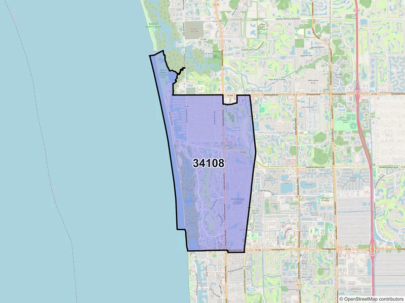Map of ZIP Code 34108 — Naples, FL