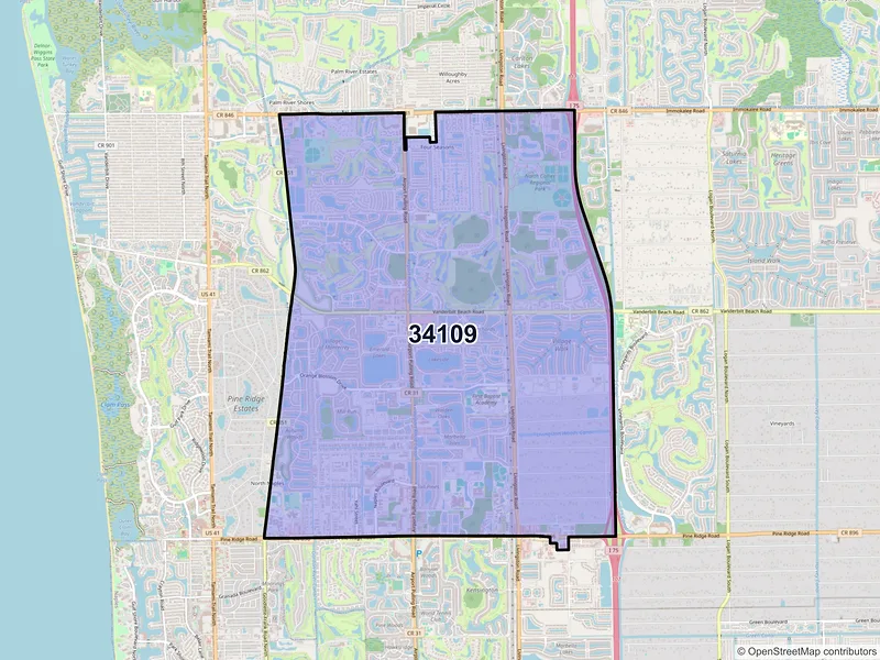 Map of ZIP Code 34109 — Naples, FL