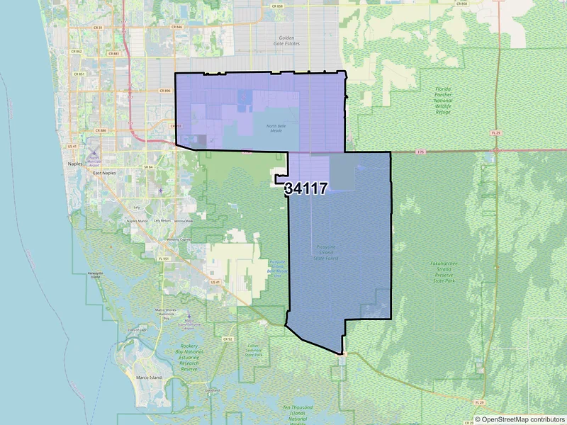 Map of ZIP Code 34117 — Naples, FL