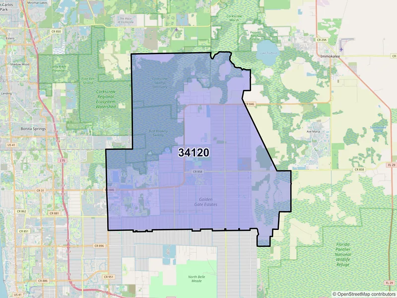 Map of ZIP Code 34120 — Naples, FL
