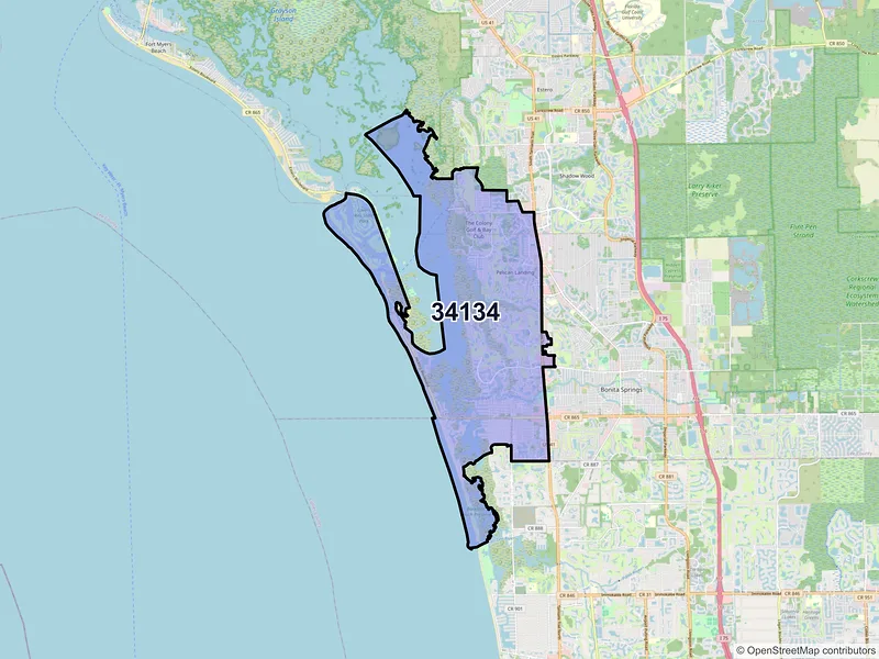 Map of ZIP Code 34134 — Bonita Springs, FL