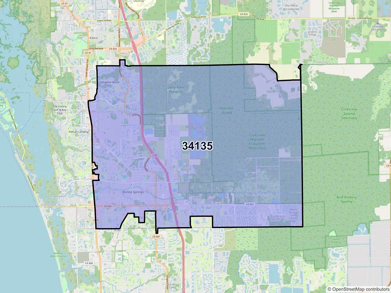 Map of ZIP Code 34135 — Bonita Springs, FL